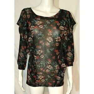 Free People Floral Dock Street Top Stretch Ruffle - Size SP